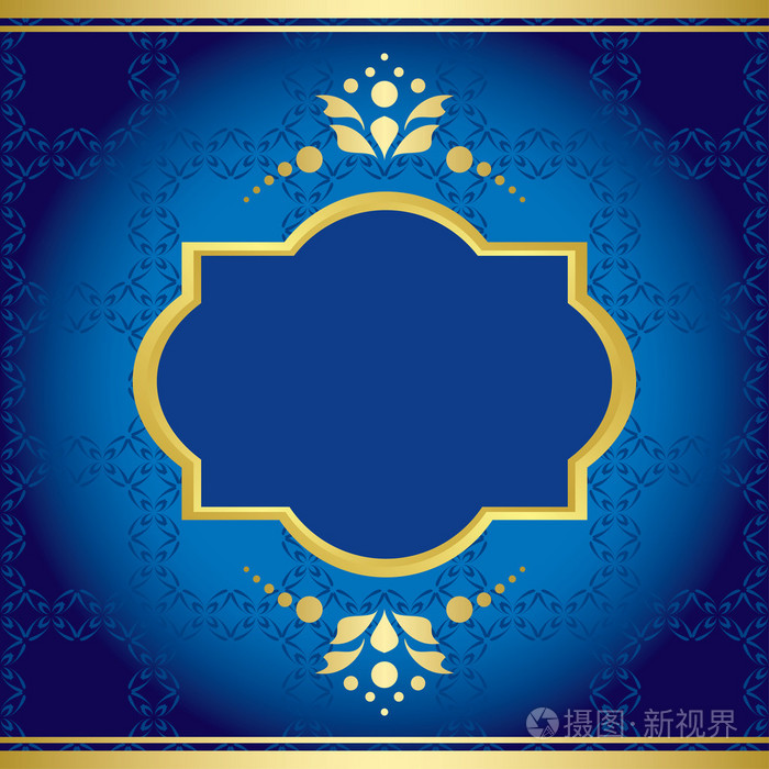 蓝色与金色的装饰典雅卡矢量