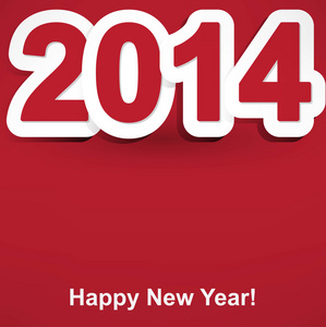 2014 的红色和白色的快乐新年