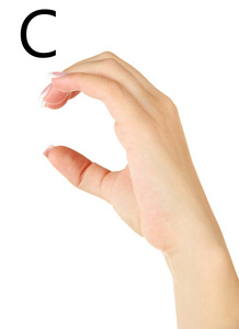手指在美国手语 Asl 字母的拼写。字母 C