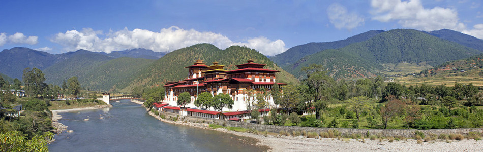 普那卡修道院在不丹亚洲