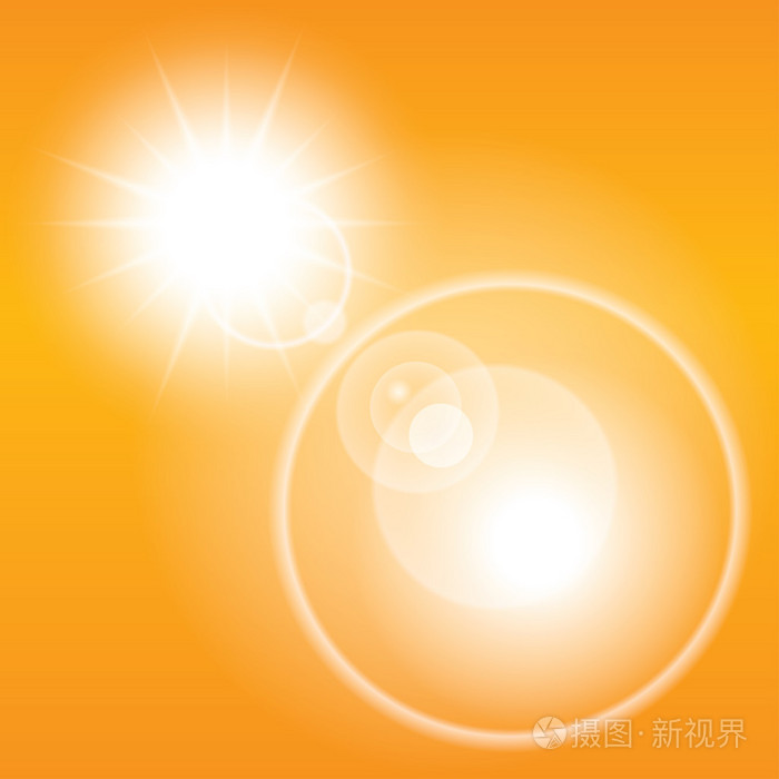 夏天太阳镜头光晕背景橙色的天空