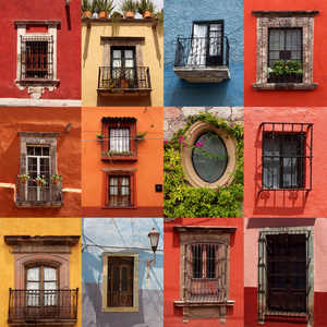 多彩的墨西哥 windows 的抽象拼贴画