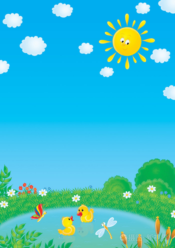 两个小鸭在池塘里游泳