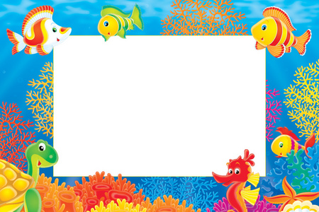 海马的水下信纸边框图片