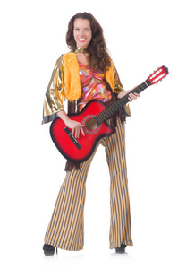 在墨西哥服装吉他的女人图片