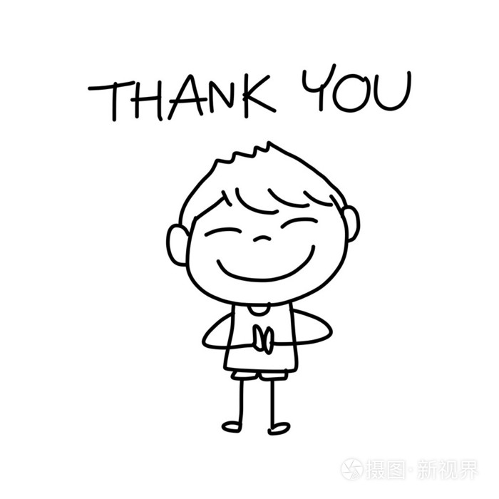男孩说谢谢你插画-正版商用图片1d4p1v-摄图新视界