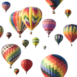 彩色热气球漂浮反对白图片