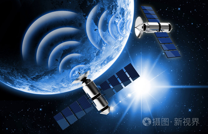 在太空中的卫星传输数据