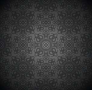 黑色高档花卉图案的壁纸图片