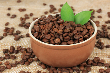 咖啡豆的碗上表特写