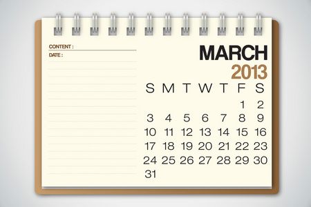 3 月 2013年日历