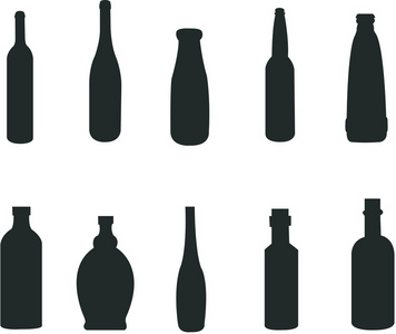 各种风格的瓶子的剪影
