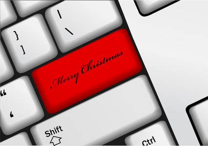 计算机键盘上的快乐圣诞键。