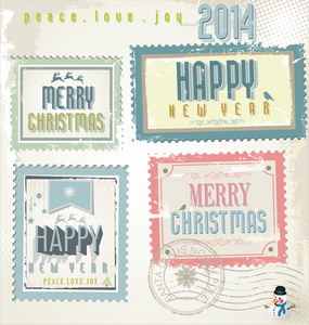 复古圣诞邮政邮票