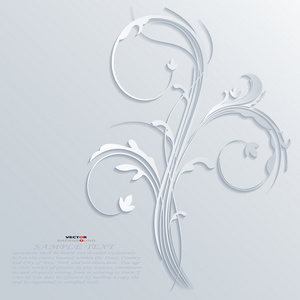 鲜花花卉元素圣诞抽象 3d 设计背景矢量插图白色