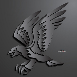 老鹰背景抽象 3d 设计矢量插图黑色