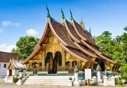 扫管笏香通寺 琅勃拉邦 pra 爆炸老挝