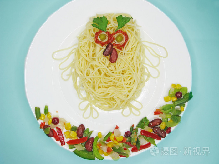 创意意大利面食品鸟形状