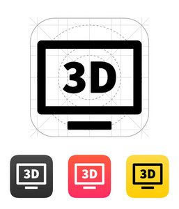 3d 电视图标。矢量插画