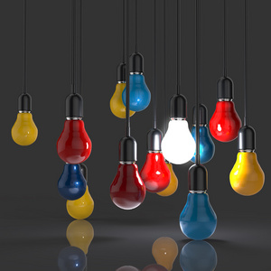 创意想法和领导概念的灯泡作为领导
