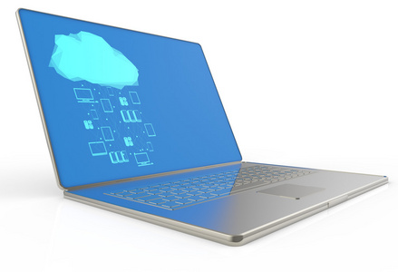 笔记本电脑显示云作为概念的云计算