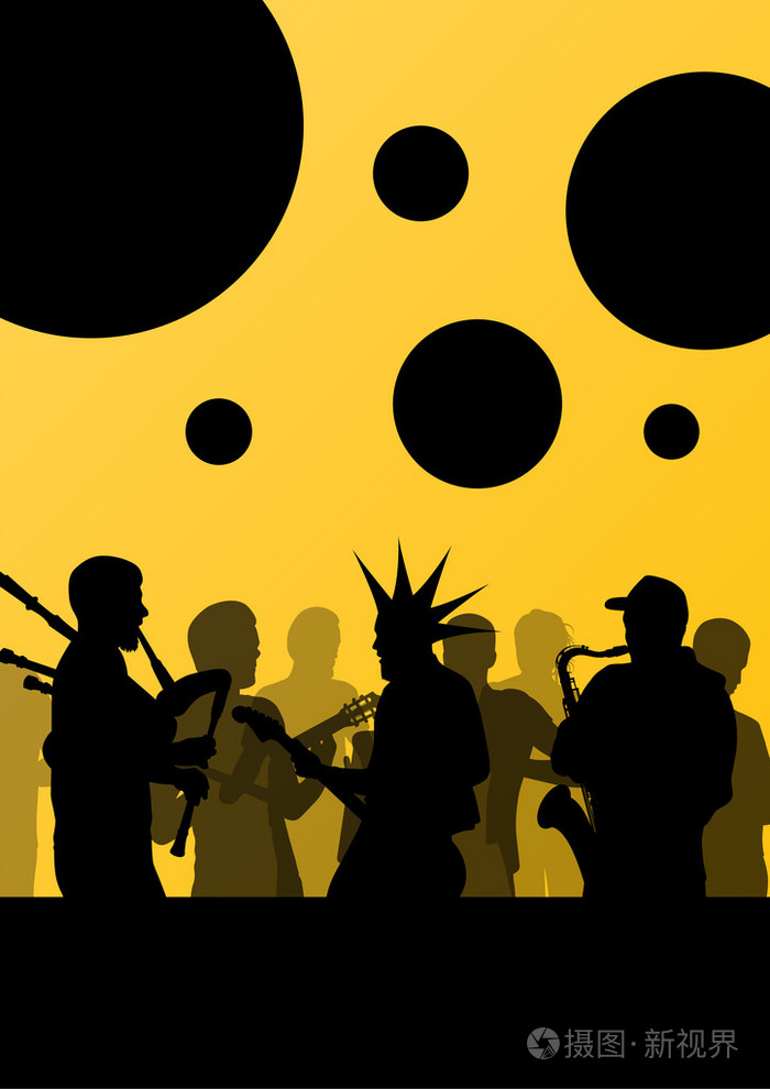 摇滚音乐会各种音乐家风景背景图