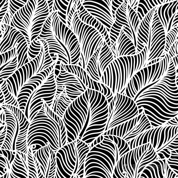 黑色和白色的抽象花卉图案