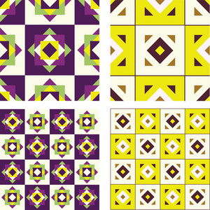 七彩缤纷的无缝几何图案的抽象集