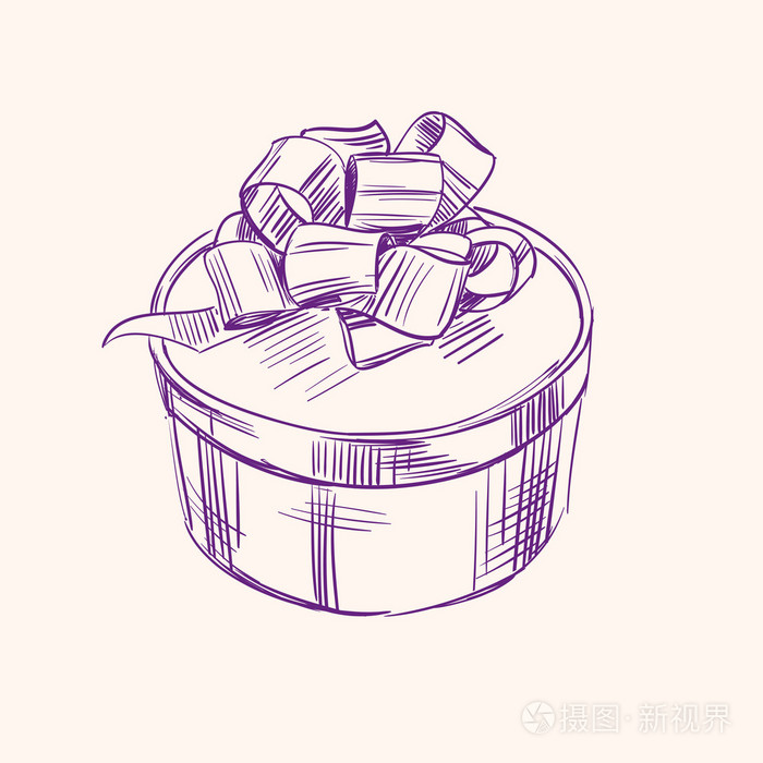 复古礼品盒矢量插图速写