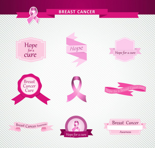 乳房癌的认识功能区和标签将 eps10 文件设置
