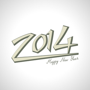 快乐新的一年 2014 年，矢量图