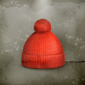 针织红色帽，矢量旧样式