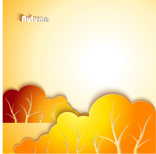 抽象的秋季景观。纸张设计背景