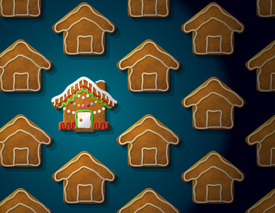 gingerbreads 在结冰的圣诞房子的形状