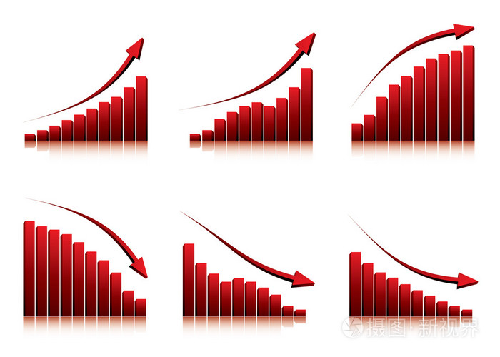 显示上升和下降的3d图