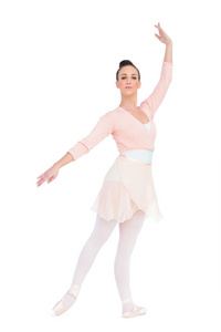 冷静有吸引力芭蕾舞演员合影一只手臂向上
