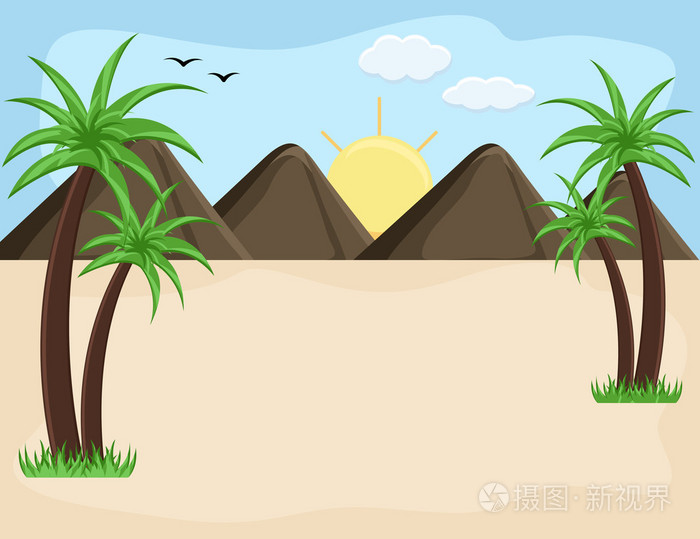 山风景卡通背景矢量