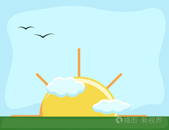 日出-卡通背景矢量