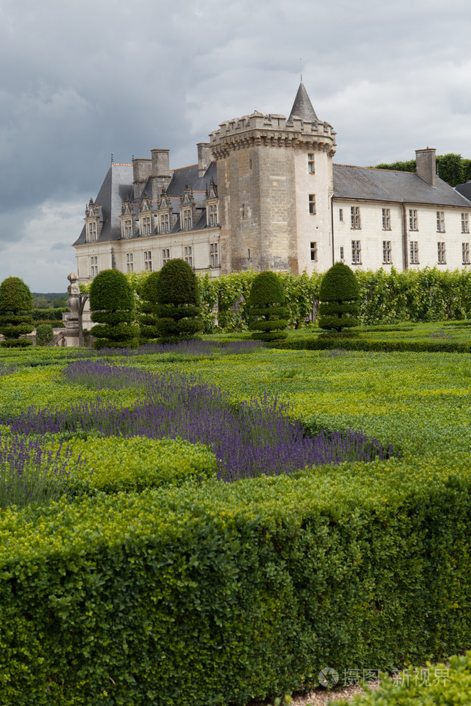 花园和在法国卢瓦尔河谷城堡 de villandry