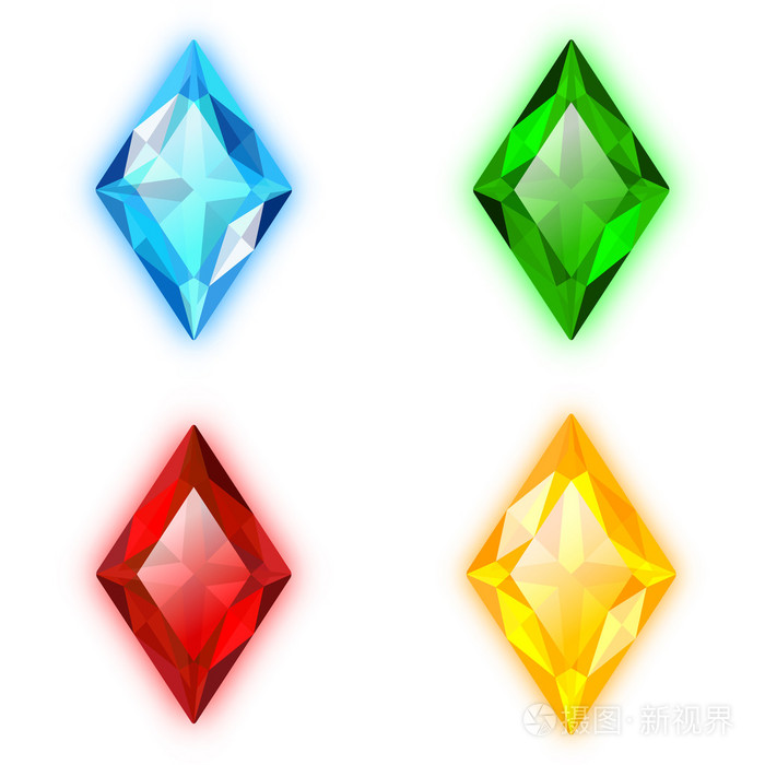 设置的四个宝石菱形形状