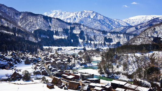 在白川乡町村城山视角查看