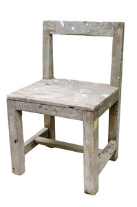 孤立在白色背景上的复古旧木椅