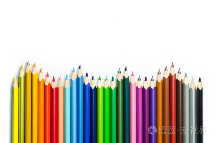 孤立在白色背景的彩色的铅笔