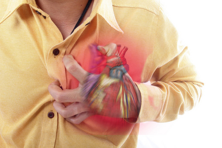 手遮胸图心脏病发作,使用手抓胸照片