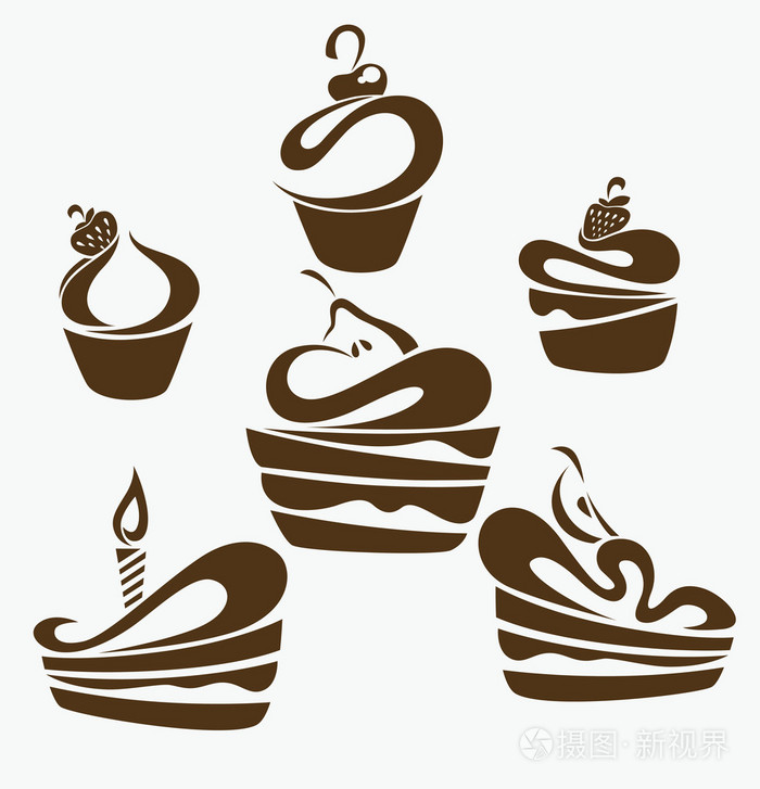 矢量集合的蛋糕图像符号和标志