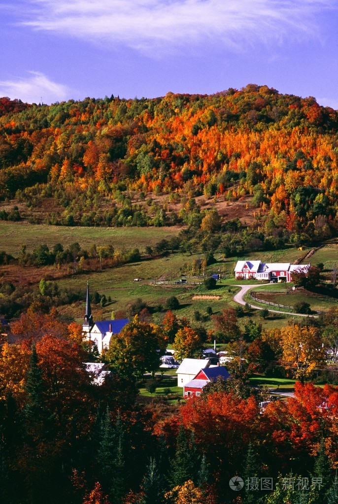 在秋天,佛蒙特州,新英格兰,美国东奥兰治村