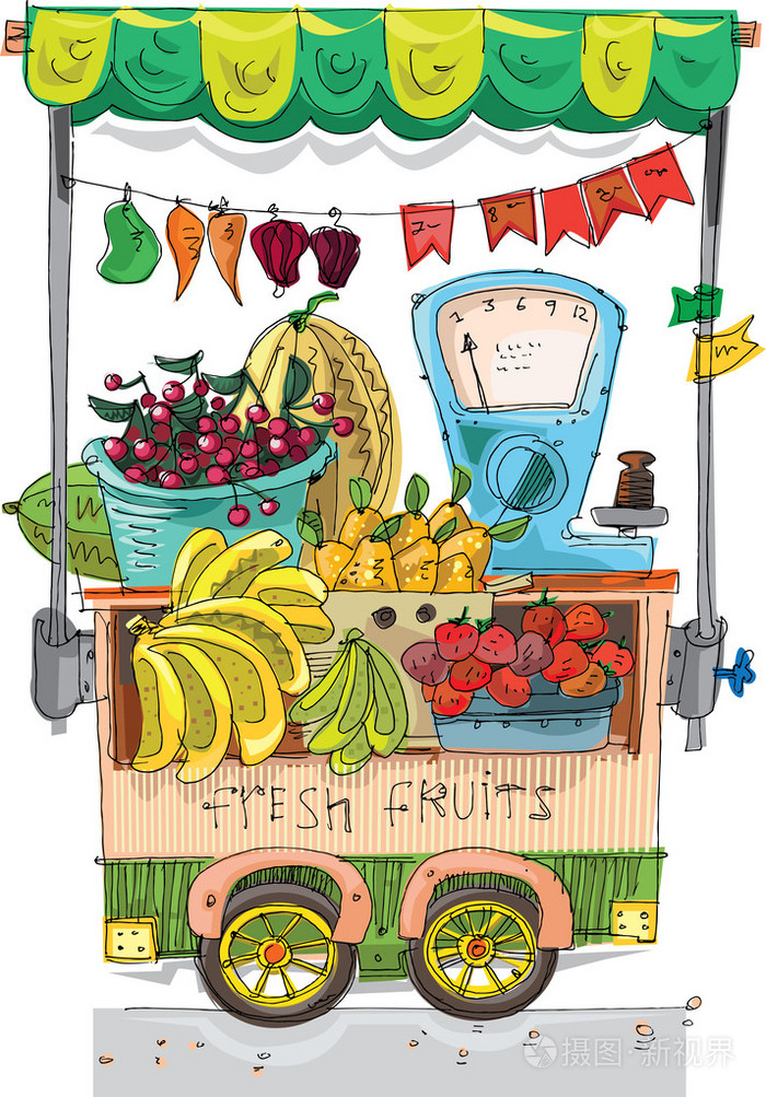 购物车有水果-卡通明星