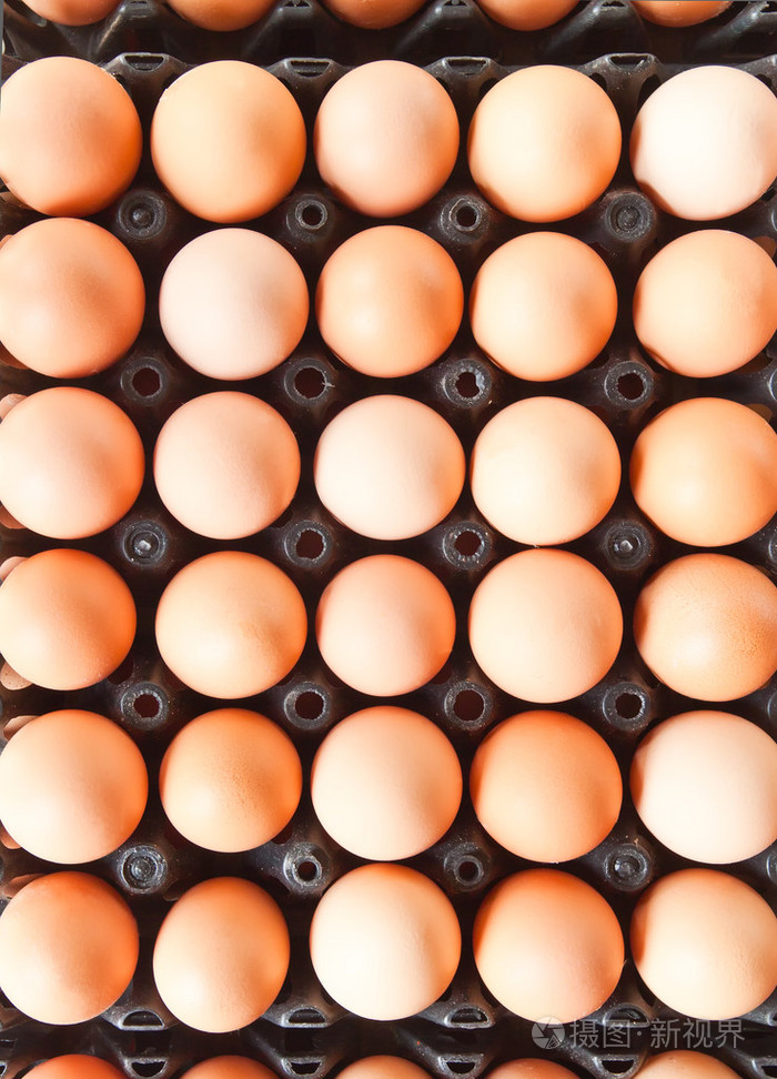 在框中许多褐色鸡蛋