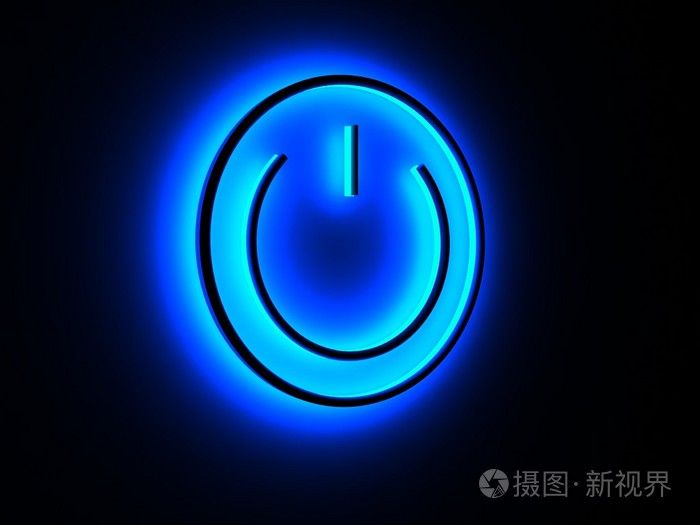 蓝色霓虹灯按钮