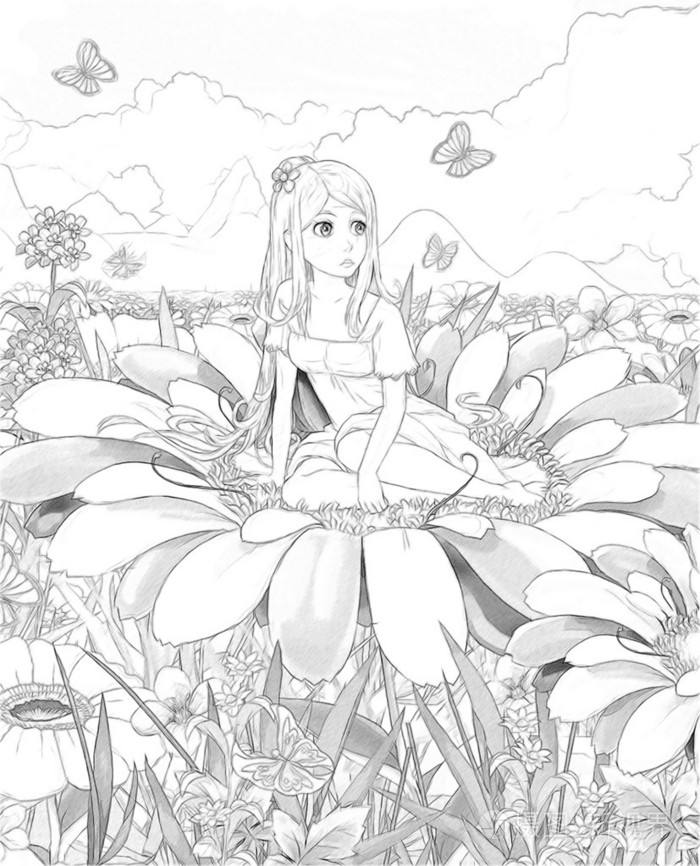 拇指姑娘儿童艺术风格插图